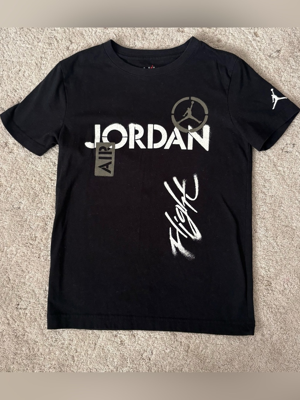 Jordan Black Short Sleeve Graphic Tee with White Logo